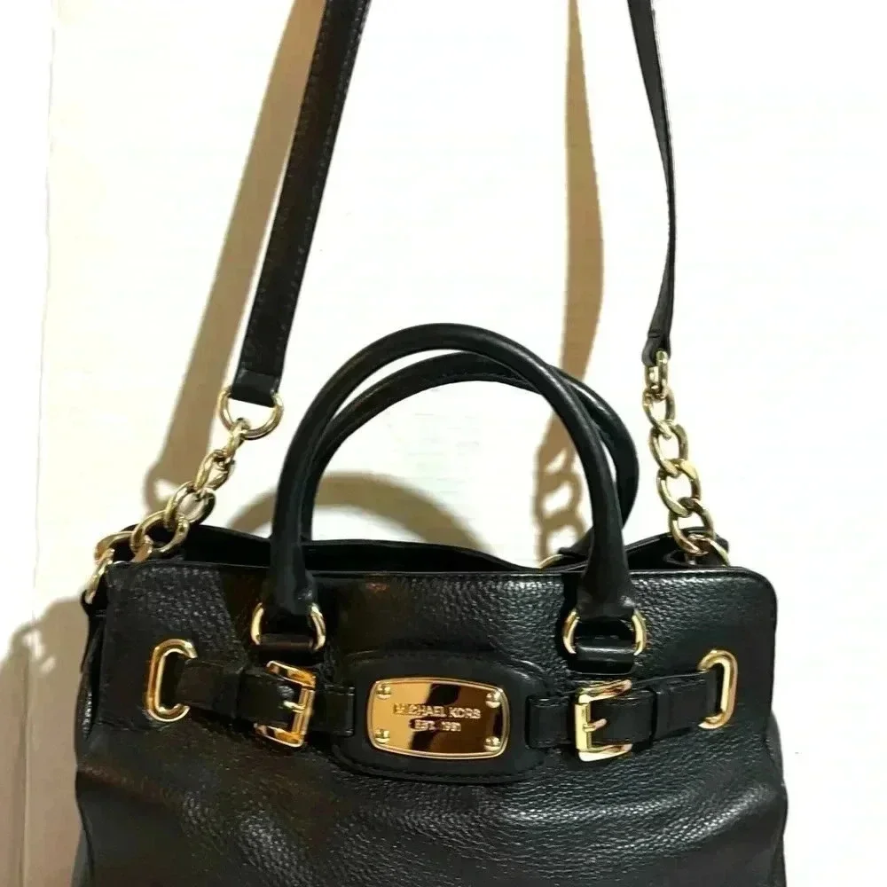 Michael Kors black leather satchel handbag